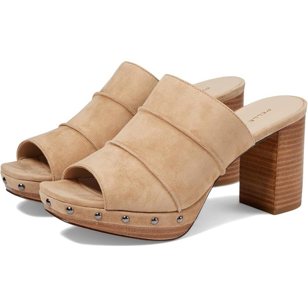 Pelle Moda Amery Sandals US 11 Brown Suede Round Toe Block Heel Slip-On JOBB185